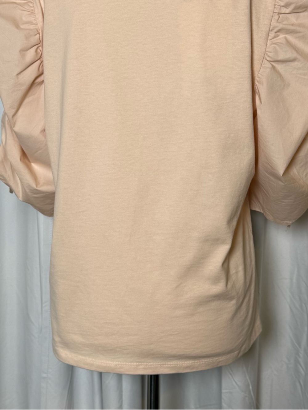 FRAME Ruched Tie Sleeve Tee Women XL Blush Pink Puff Sleeve Cotton NWT - Picture 12 of 13